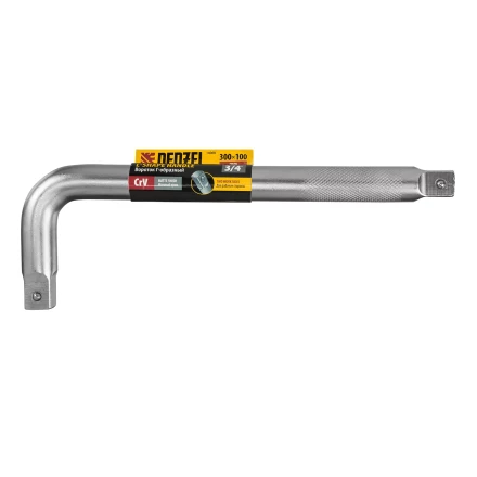 Вороток Г-образный, 300*100 мм, квадрат 3/4&quot;, CrV, матовый хром Denzel 14068 купить в Ноябрьске