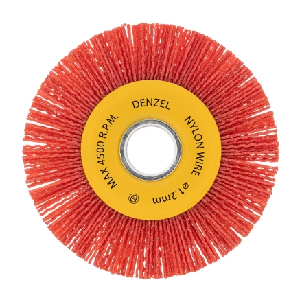 Щетка для УШМ, Denzel 125 мм, плоская, нейлоновая щетина, посадка 22,2 мм, 74461 купить в Ноябрьске