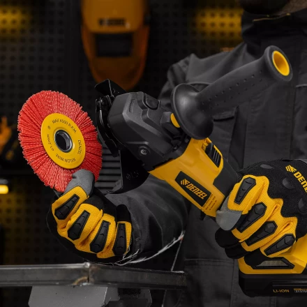 Щетка для УШМ, Denzel 125 мм, плоская, нейлоновая щетина, посадка 22,2 мм, 74461 купить в Ноябрьске