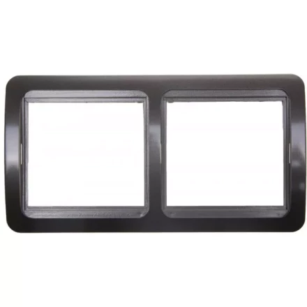 Панель СВЕТОЗАР &quot;ГАММА&quot; накладная, горизонтальная, цвет темно-серый металлик, 2 гнезда SV-54146-DM купить в Ноябрьске