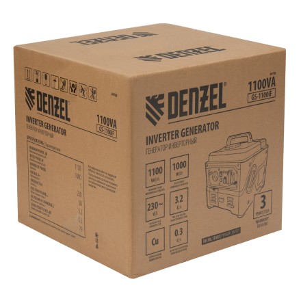Генератор инверторный DENZEL GS-1100iF 94706, 1,1 кВт, 230 В, ручной старт купить в Ноябрьске