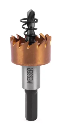 HSS-TiN коронка MESSER 21мм с центр. сверлом и толкающей пружиной для лист. материала до 2 мм ц/х