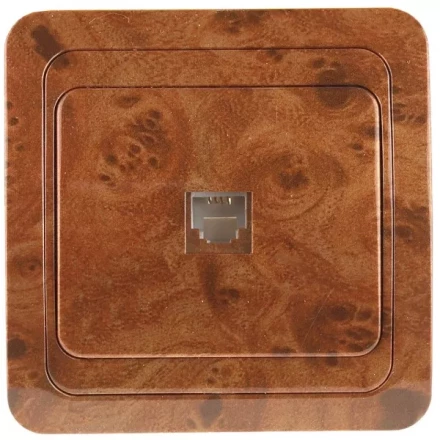 Розетка СВЕТОЗАР &quot;ГАММА&quot; телефонная, одинарная, цвет орех SV-54117-N купить в Ноябрьске