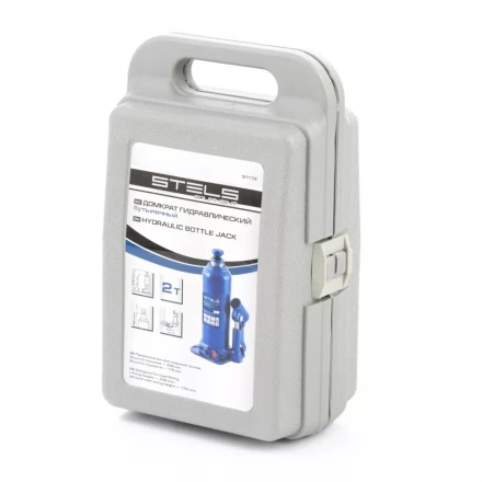 Домкрат гидравлический бутылочный 2 т h подъема 178-338 мм в пластиковом кейсе Stels 51172 купить в Ноябрьске