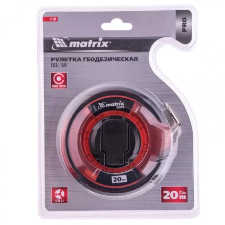 Рулетка геодезическая 20 м х 12,5 мм закрытый корпус стальная лента односторонняя шкала Pro Matrix 31280 купить в Ноябрьске