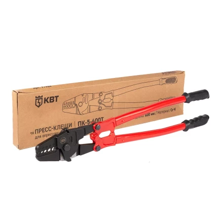 Пресс-клещи КВТ ПК-5-600Т с матрицей для опрессовки стальных тросов овальными алюминиевыми и медными втулками (91984) купить в Ноябрьске