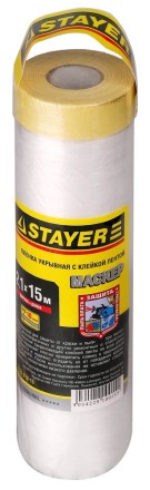 Пленка STAYER &quot;PROFESSIONAL&quot; защитная с клейкой лентой &quot;МАСКЕР&quot;, HDPE, 9мкм, 2,1х15м 12255-210-15 купить в Ноябрьске