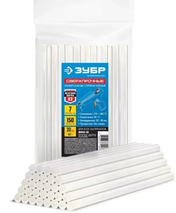 ЗУБР 7 х 150 мм, 30 шт, сверхпрочные прозрачные клеевые стержни, Профессионал (06855-30) купить в Ноябрьске