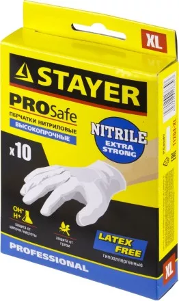 Перчатки STAYER &quot;PROFI&quot; нитриловые экстратонкие, XL, 10шт 11204-XL купить в Ноябрьске