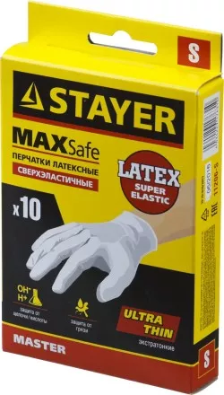 Перчатки STAYER &quot;MASTER&quot; латексные экстратонкие, S, 10шт 11206-S купить в Ноябрьске