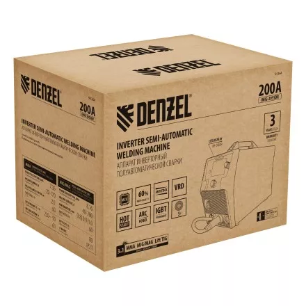 Аппарат инвертор. полуавтомат. cварки Denzel IMIG-205SDR, 200 А, ПВ 60%, катушка 5 кг купить в Ноябрьске