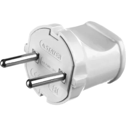 Вилка MAXElectro электрическая, 6А/220В, белая, STAYER 55150-W купить в Ноябрьске
