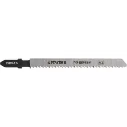 Полотна STAYER &quot;PROFI&quot;, T101BR, для эл/лобзика, HCS, по дереву, фанере, ламинату, обратн. рез, EU-хвост., шаг 2,5мм, 75мм, 2шт 15991-2.5_z01
