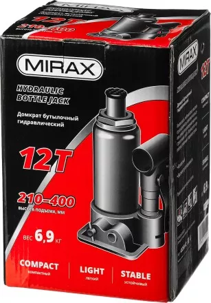 Домкрат гидравлический бутылочный, 12т, 210-400 мм, MIRAX 43260-12 43260-12 купить в Ноябрьске