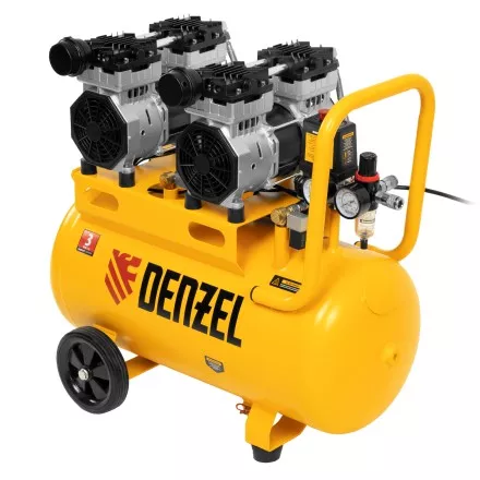 Компрессор безмасляный, малошумный Denzel DLS 1500/50, 1500 ВТ, 2x750, 50 л, 260 л/мин купить в Ноябрьске