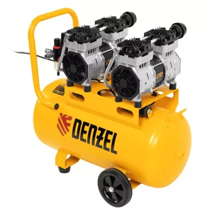 Компрессор безмасляный, малошумный Denzel DLS 1500/50, 1500 ВТ, 2x750, 50 л, 260 л/мин купить в Ноябрьске
