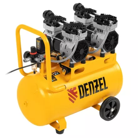 Компрессор безмасляный, малошумный Denzel DLS 1500/50, 1500 ВТ, 2x750, 50 л, 260 л/мин купить в Ноябрьске