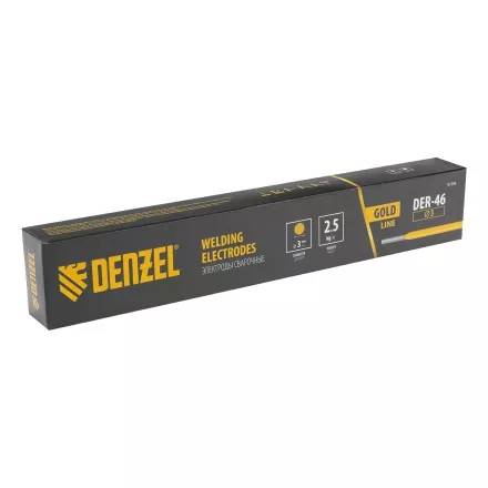 Электроды Denzel DER-46 Goldline, диам. 3 мм, 2,5 кг, рутил-целлюлозное покрытие 97506 купить в Ноябрьске