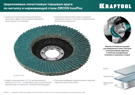 Круги лепестковые циркониевые торцевые 36594-125-60 купить в Ноябрьске