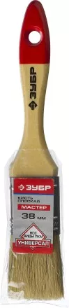 Кисть плоская  ЗУБР &quot;УНИВЕРСАЛ-МАСТЕР&quot;, натуральная щетина, деревянная ручка, 38мм 4-01003-038 купить в Ноябрьске