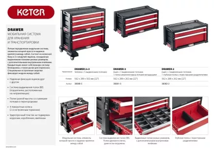 Ящик с 2 выдвижными полками &quot;DRAWER-2&quot;, 22&quot; KETER 38382-2 купить в Ноябрьске