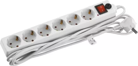 Сетевой фильтр STAYER &quot;MASTER&quot; электрический, 6 гнезд, заземление, макс. мощн. 2200 Вт, 3м 55067-3 купить в Ноябрьске