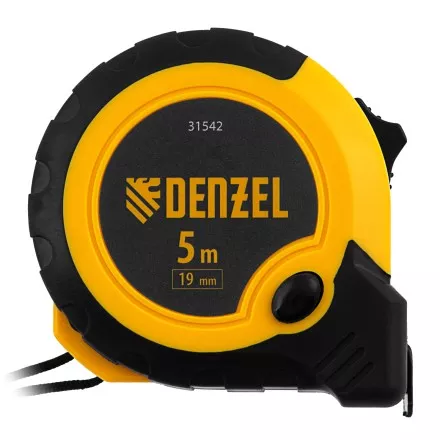 Рулетка Denzel 5м х 19мм, двухкомп. корпус, кнопка-пауза, 31542 купить в Ноябрьске