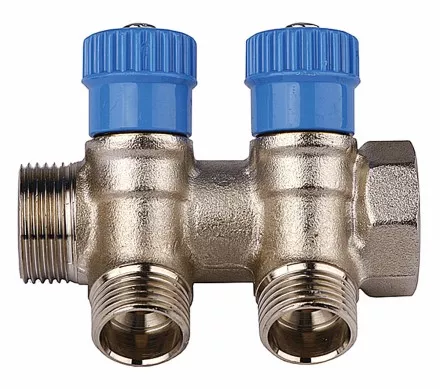 Коллектор GENERAL FITTINGS для холодной воды, вентили, никелированная латунь, вход 3/4&quot; - 4 выхода 1/2&quot; 51046-3/4-1/2-CT4 купить в Ноябрьске