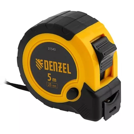 Рулетка Denzel 5м х 25мм, двухкомп. корпус, кнопка-пауза, 31543 купить в Ноябрьске