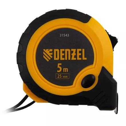 Рулетка Denzel 5м х 25мм, двухкомп. корпус, кнопка-пауза, 31543 купить в Ноябрьске
