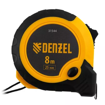 Рулетка Denzel 8м х 25мм, двухкомп. корпус, кнопка-пауза, 31544 купить в Ноябрьске