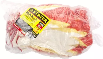 Перчатки STAYER &quot;МASTER&quot; MaxSafe трикотажные, двойная обливная ладонь из латекса, х/б, 13 класс, L-XL, 10 пар 11409-H10 купить в Ноябрьске
