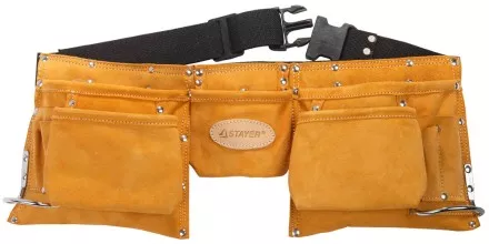Пояс STAYER PROFESSIONAL для инструментов, кожаный, 11 карманов, 2 скобы 38520 купить в Ноябрьске