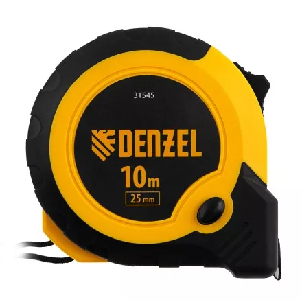 Рулетка Denzel 10м х 25мм, двухкомп. корпус, кнопка-пауза 31545 купить в Ноябрьске
