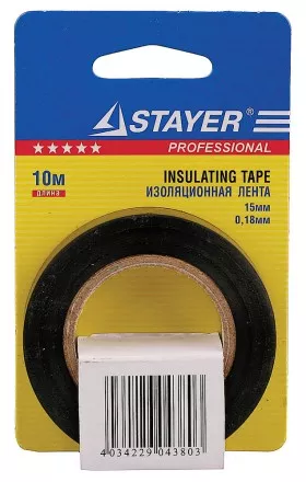 Изолента, STAYER Profi 12292-D-15-10, ПВХ, на карточке, 15мм х 10м х 0,18мм, черная 12292-D-15-10 купить в Ноябрьске