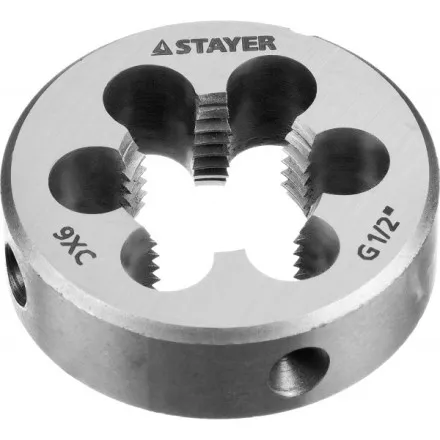 Плашка круглая ручная STAYER &quot;MASTER&quot;, сталь 9ХС, для трубной резьбы G 1/2`` 28029-1/2 купить в Ноябрьске