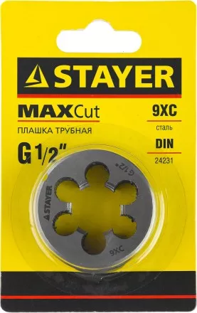 Плашка круглая ручная STAYER &quot;MASTER&quot;, сталь 9ХС, для трубной резьбы G 1/2`` 28029-1/2 купить в Ноябрьске