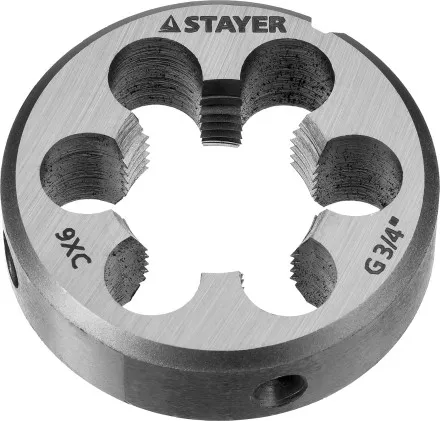 Плашка круглая ручная STAYER &quot;MASTER&quot;, сталь 9ХС, для трубной резьбы G 3/4`` 28029-3/4 купить в Ноябрьске