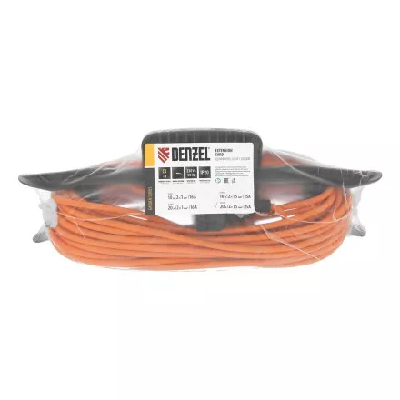 Удлинитель-шнур силовой Denzel Garden Series 37404, б/з, ПВС, 20м, 1 розетка, 2 x 1,5 мм, 3 м купить в Ноябрьске
