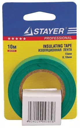 Изолента, STAYER Profi 12292-G-15-10, ПВХ, на карточке, 15мм х 10м х 0,18мм, зеленая 12292-G-15-10 купить в Ноябрьске