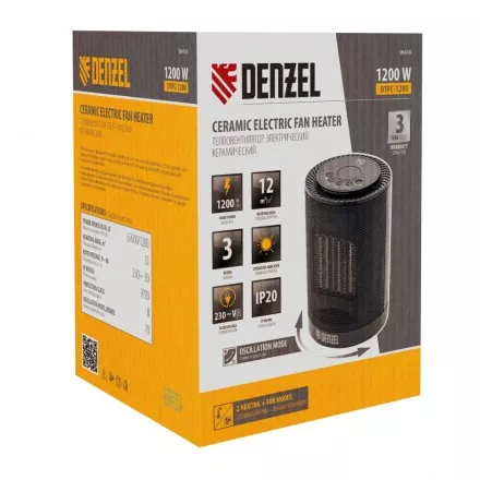 Тепловентилятор электрический керамический Denzel DTFC-1200, 3 режима, вентилятор, нагрев 600/1200 Вт 96418 купить в Ноябрьске