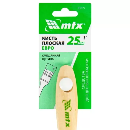 Кисть плоская &quot;Евро&quot; 1&quot;, смешанная щетина, деревянная ручка MTX 83077 купить в Ноябрьске