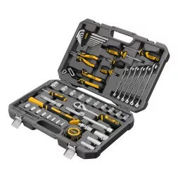 Набор инструментов Denzel 15801, 1/2&quot;, 1/4&quot;, CrV, S2, пластиковый кейс, 64 предмета