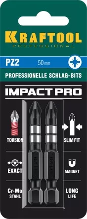 Биты для ударных шуруповертов KRAFTOOL Impact Pro PZ 26193-2-50-S2 купить в Ноябрьске