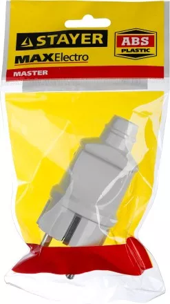 Вилка MAXElectro электрическая, 16А/220В, с заземлением, белая, STAYER 55160-W купить в Ноябрьске