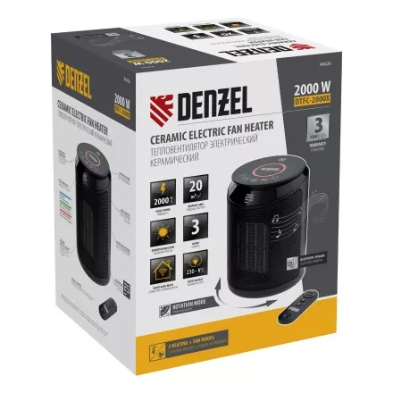 Тепловентилятор керамический Denzel DTFC-2000X, 2 кВт, wi-fi, пульт, динамик, вращение, 3 реж. 96426 купить в Ноябрьске