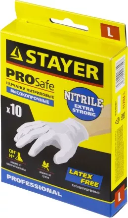 Перчатки STAYER &quot;PROFI&quot; нитриловые экстратонкие, L, 10шт 11204-L купить в Ноябрьске
