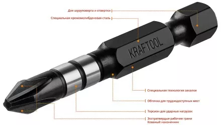 Биты для ударных шуруповертов KRAFTOOL Impact Pro PH 26191-2-50-S10 купить в Ноябрьске