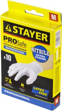 Перчатки STAYER &quot;PROFI&quot; нитриловые экстратонкие, M, 10шт 11204-M купить в Ноябрьске