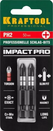 Биты для ударных шуруповертов KRAFTOOL Impact Pro PH 26191-2-50-S2 купить в Ноябрьске